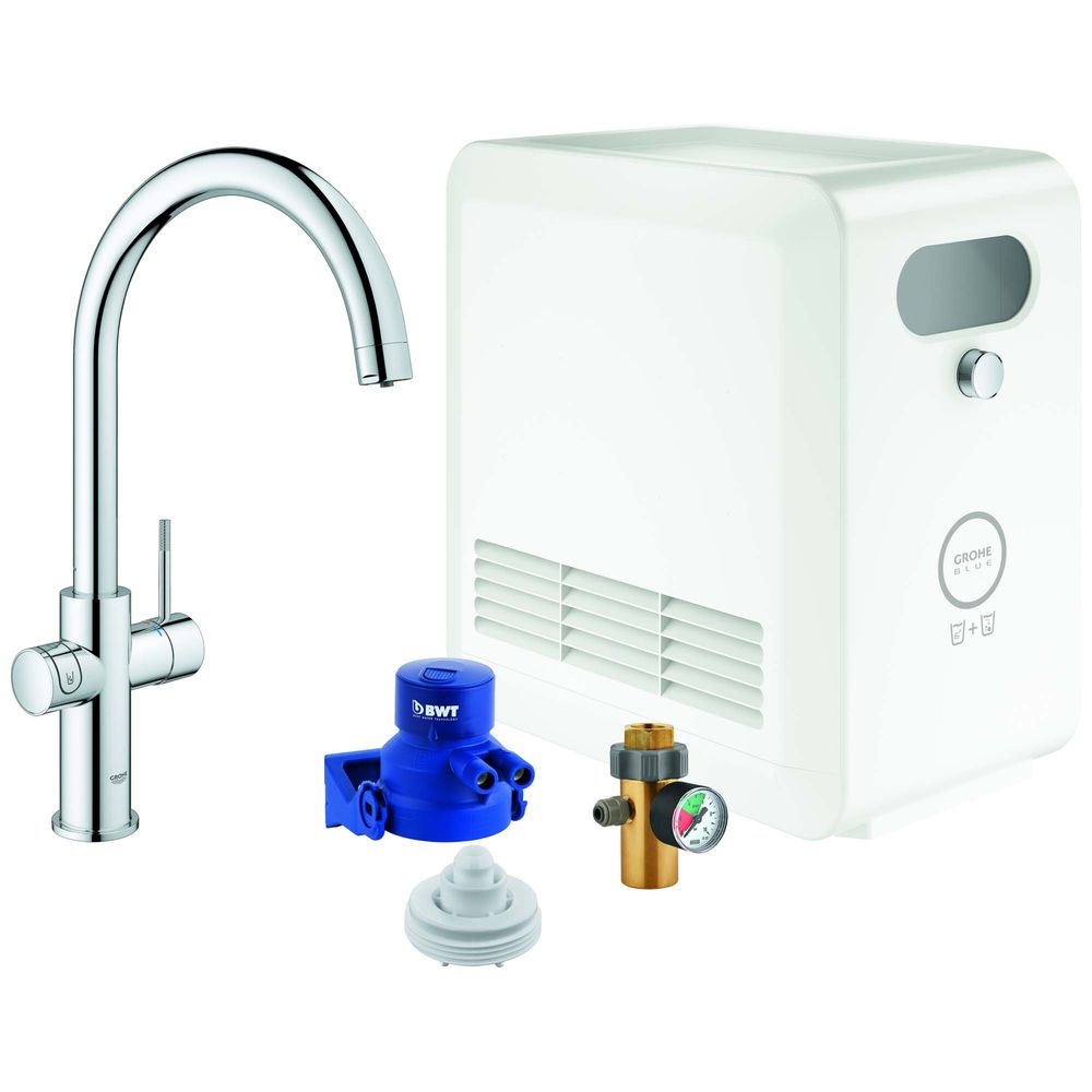 GROHE Spültisch-Einhebelmischer Blue Professional C-Auslauf Set, chrom