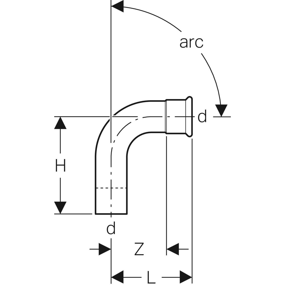 Geberit Bogen 45° mit Einschubende Mapress Kupfer-60702