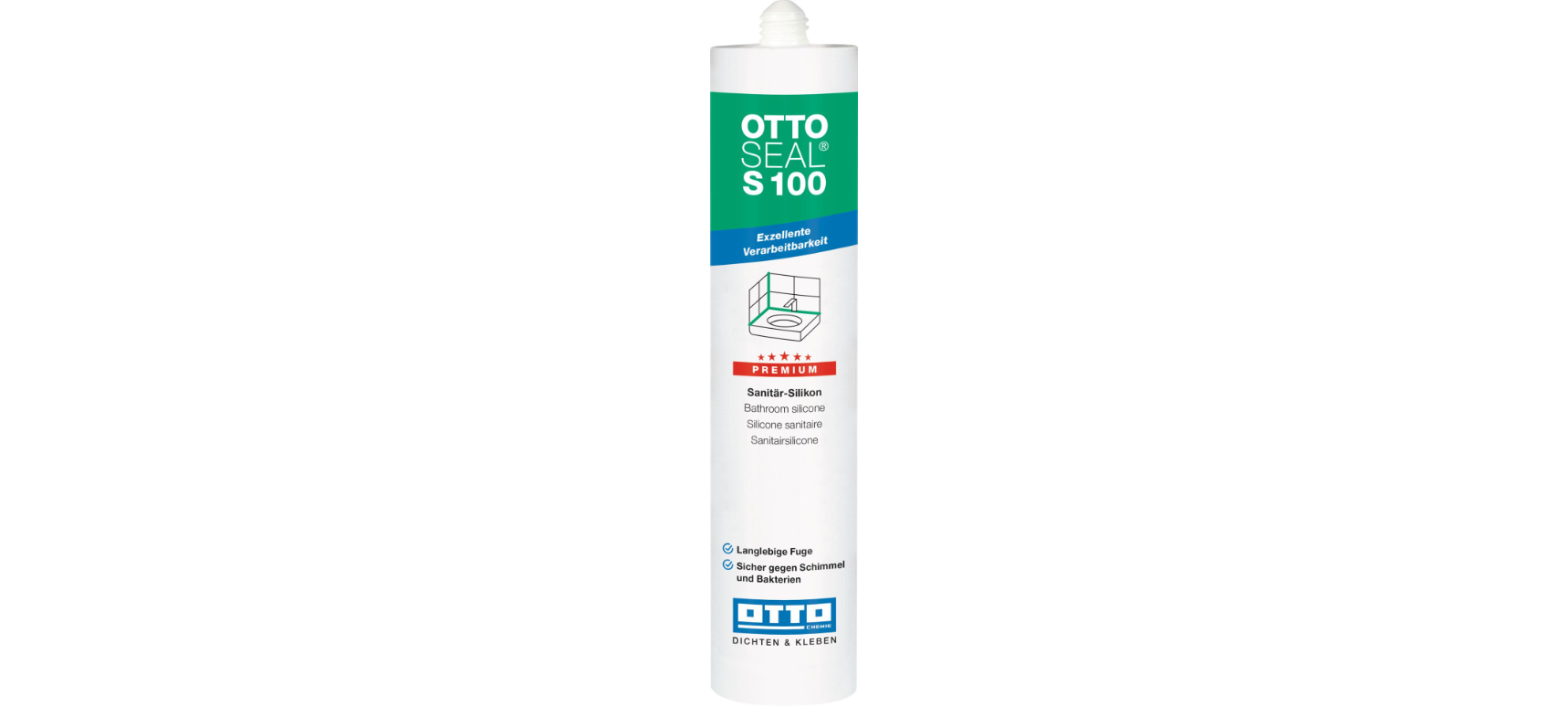 Ottoseal Premium Sanitär Silikon S100, a` 300 ml