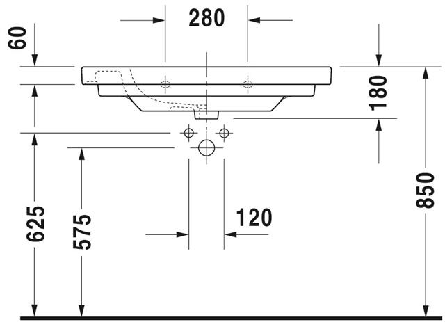 Duravit Möbelwaschtisch D-Code we, 85 x 48 cm, m HL, m ÜL, m HLB-3428500002