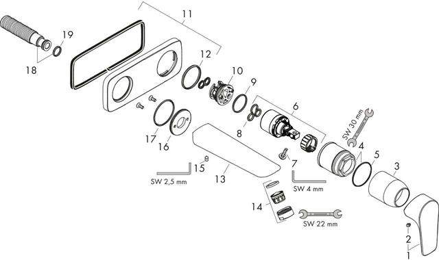 Fertigmontageset Talis E Unterputz-Waschtischeinhebelmischer, chrom, Auslauf 165mm-71732000