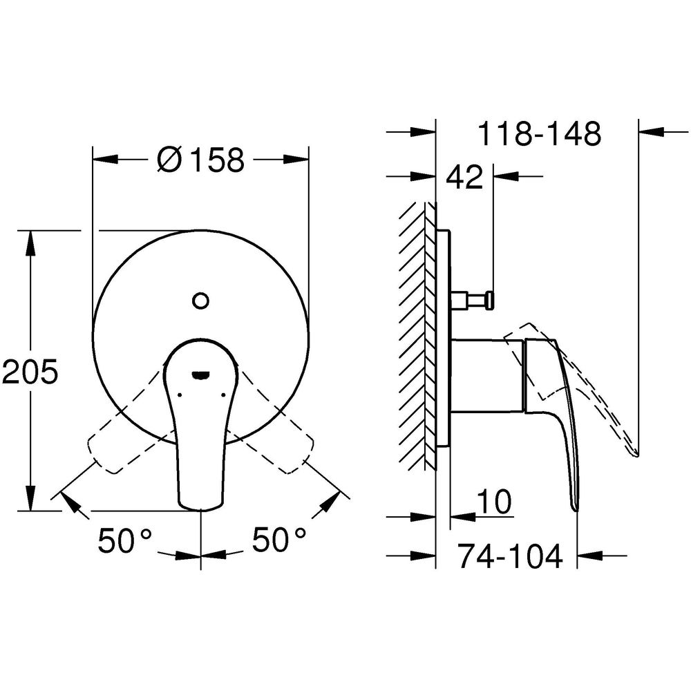 GROHE Fertigmontageset Eurosmart UP-Einhebel-Wannenmischer, chrom-24043003