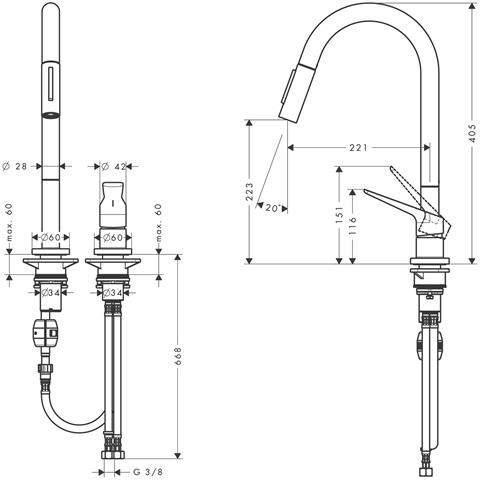 hansgrohe Spültisch-2-Loch-Einhebelmischer Axor Citterio M-34822800