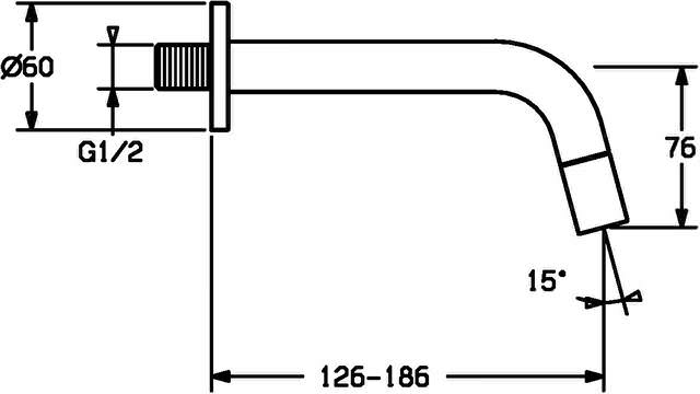 Waschtisch-Wand-Auslaufventil HANSANOVA Style chrom, Ausladung 107mm