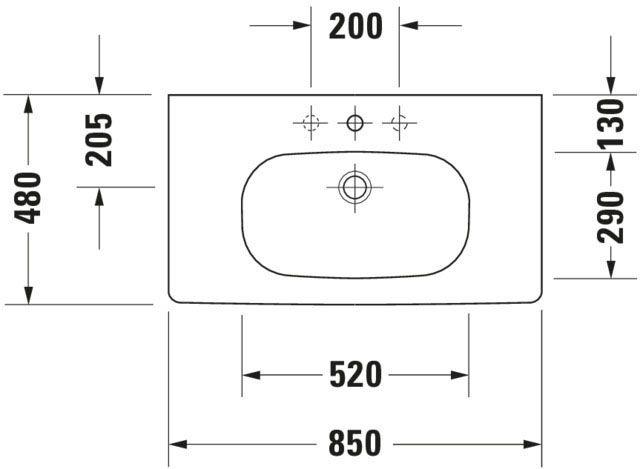 Duravit Möbelwaschtisch D-Code we, 85 x 48 cm, m HL, m ÜL, m HLB-3428500002