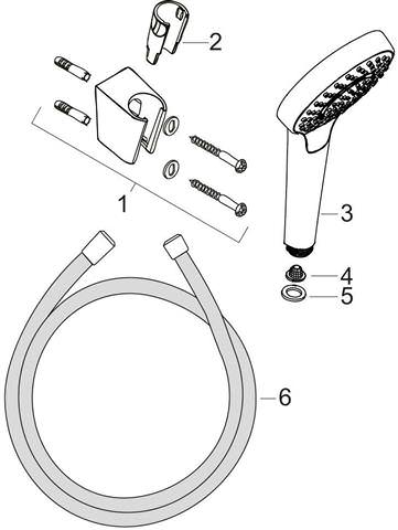 Brause-Set Croma Select S Vario Brauseschlauch 125 cm, weiß/chrom. mit Handbrause, Brausehalter