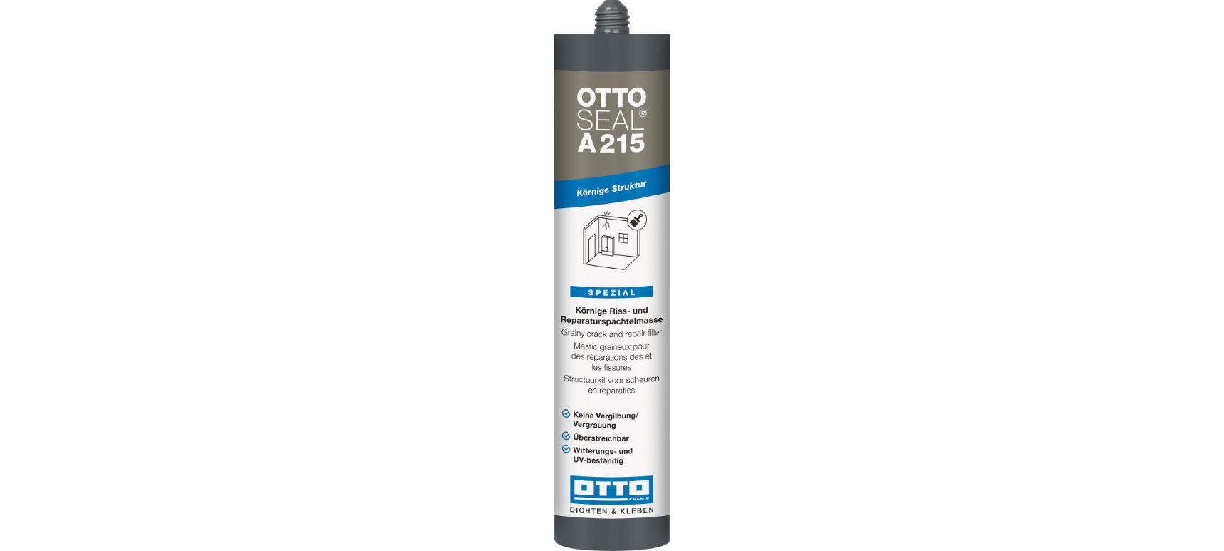 Ottoseal Acryl A215 weiß, 310 ml, Körniger Riss- und Reparaturspachtel-A215-04-C01