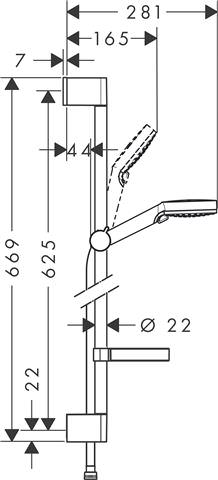 Brauseset Crometta Vario/Unica Brausestange 65 cm, mit Seifenschale, weiß/chrom