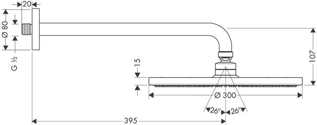 Tellerkopfbrause Raindance S 300 Air 1jet, Ø 300 mm, Brausearm 390 mm, chrom-27493000