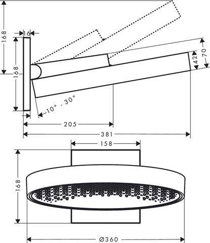 Rainfinity Kopfbrause 360 1jet, mit Wandanschluss, Ausladung: 273mm, chrom-26230000