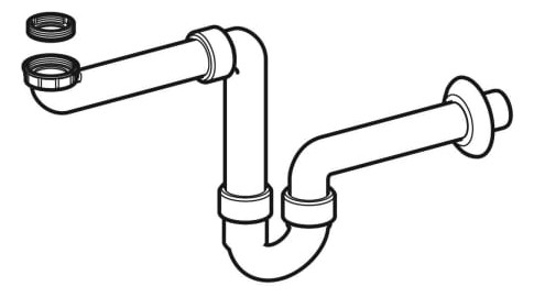 Geberit Rohrbogengeruchsverschluss für Waschbecken, Raumsparmodell, Abgang horizontal: d=40mm, G=1 1