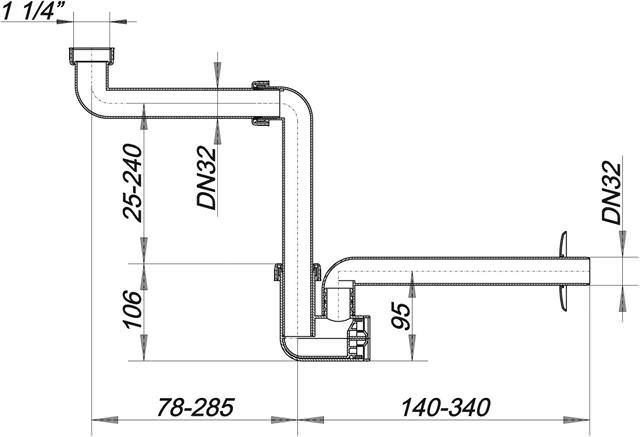 Dallmer Waschtisch-Möbel-Siphon 137 DN 32, Polypropylen, hochschlagfest