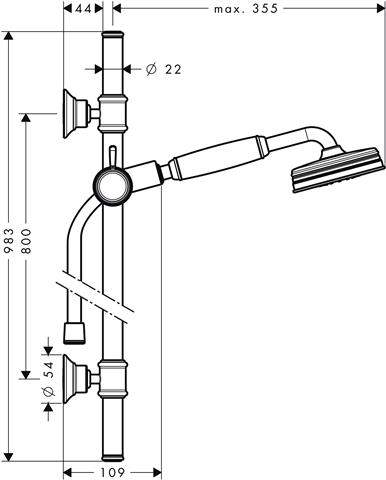 hansgrohe AXOR Montreux Brauseset 0,90 m mit Handbrause 100 1jet chrom, mit Halter