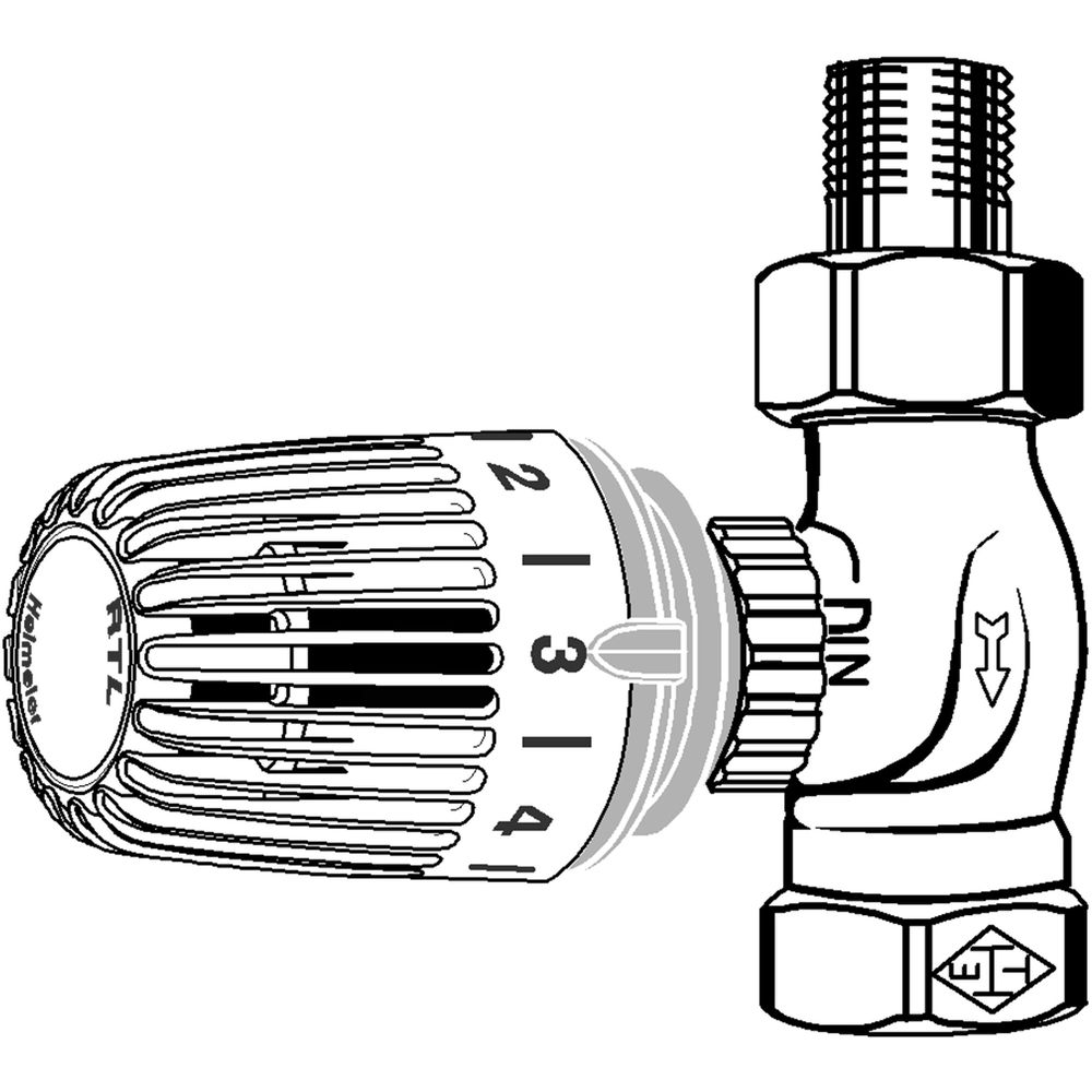 Heimeier Rücklauftemperaturbegrenzer RTL R 1/2, Durchgang, ohne Voreinstellung, Rotguss vernickelt