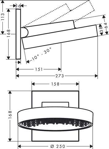 Rainfinity Kopfbrause 250 1jet, mit Wandanschluss, Ausladung: 273mm, chrom-26226000