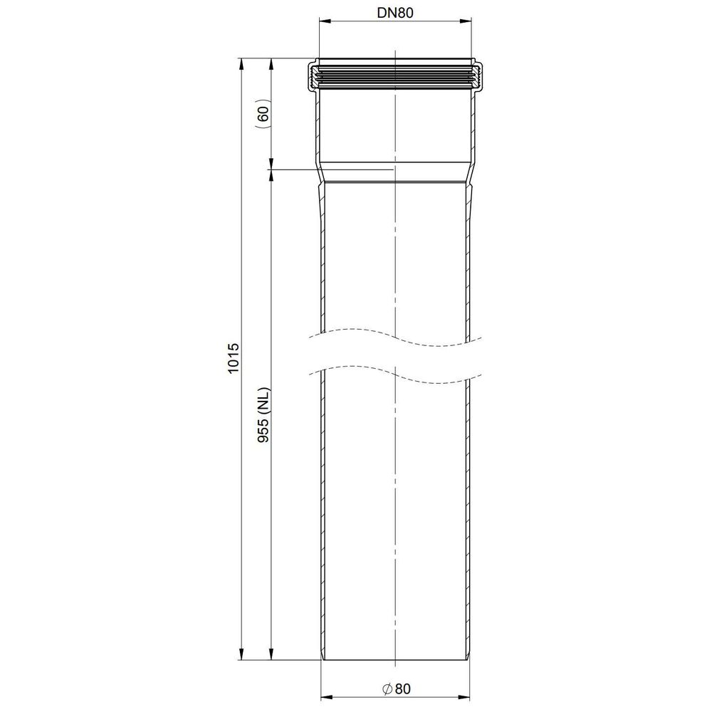 ATEC Rohr PolyTop 955 mm, DN 80, kürzbar