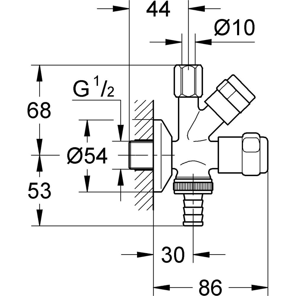 GROHE WAS-Kombi-Eckventil 1/2", chrom 