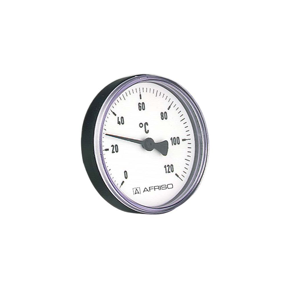 Afriso Bimetall-Thermometer BiTh80K axial 0/120 GradC, Gehäuse 80mm, 100 mm-63716