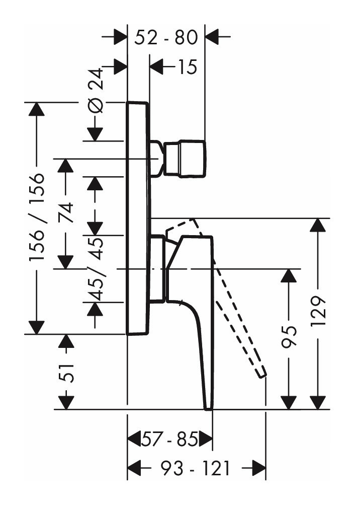 hansgrohe Metropol Einhebel-Wannenmischer Unterputz, chrom-32545000