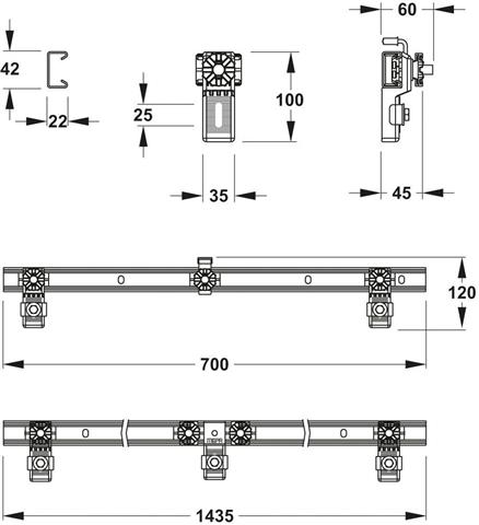 MEPA Wannenleisten 700mm, 3 Stück, Badewanne