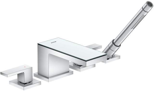 hansgrohe Ferigmontageset Axor MyEdition chrom/Spiegelglas, 4-Loch-Wannenrandarmatur, Ausladung 150m-47430000