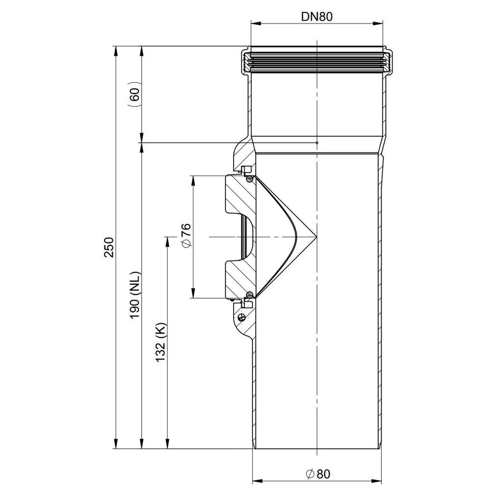 ATEC Kontroll-Rohr PolyTop DN 80, Nutzlänge 190 mm