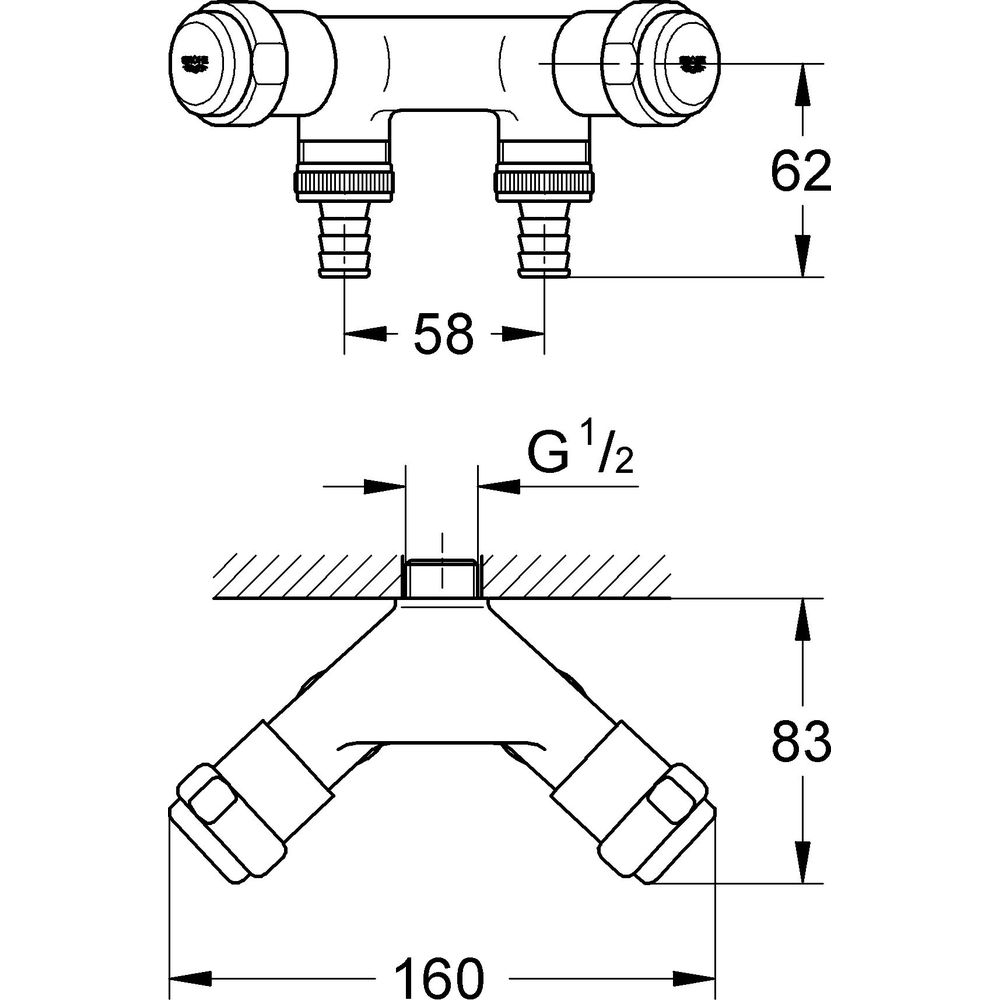 GROHE WAS-Doppelventil 1/2", einfach, chrom 