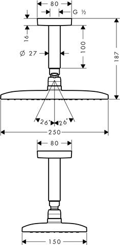 Kopfbrause Raindance E 240 Air 1jet mit Deckenanschluss 100 mm, chrom-27380000