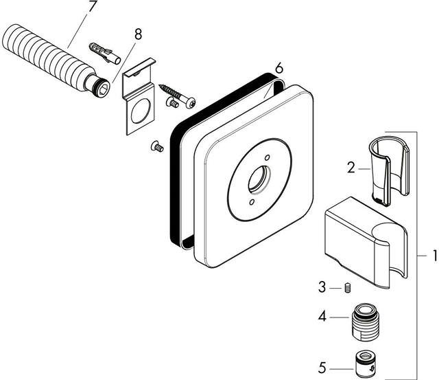 hansgrohe Brausehalter Axor Citterio E Porter 120/120, für Schläuche mit konischer Mutter, chrom