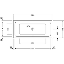 Duravit Rechteck-Badewanne D-Code weiß, 180 x 80 cm, Zentraler Ablauf