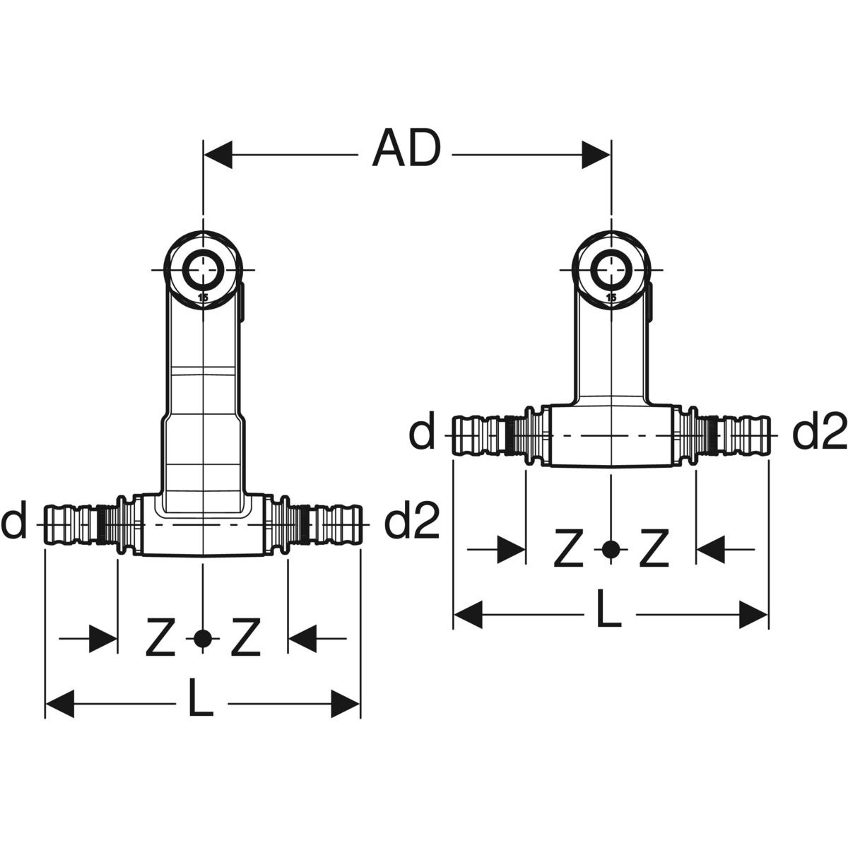 Geberit Anschluss-T-Stück-Set Mepla-611361227