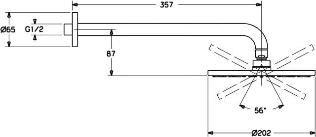 HANSA Kopfbrause HANSAVIVA chrom, Ø 202mm, mit Anti-Kalk-Technik, Brausearm 350mm