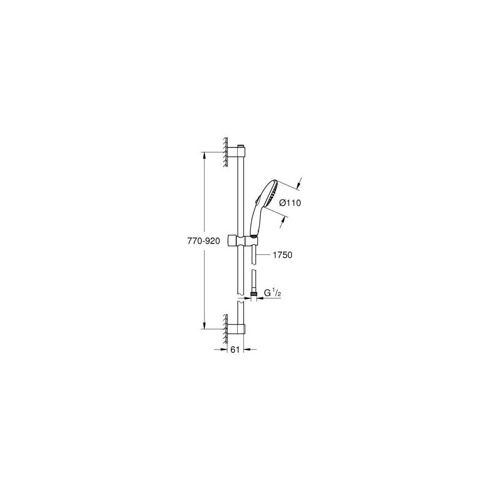 GROHE Brausestangenset Tempesta 110 27646_3 90 cm 2 Strahlarten chrom