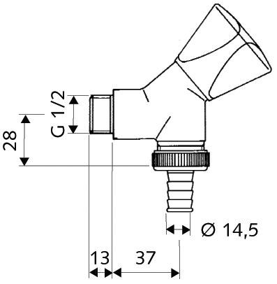 SCHELL Geräteschrägsitzventil verchromt, G 1/2 AG, mit Rückflussverhinderer, Dreikanthaubengriff