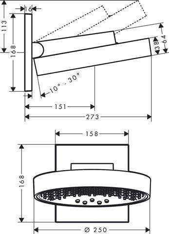 Rainfinity Kopfbrause 250 3jet, mit Wandanschluss, Ausladung: 273mm, chrom-26232000