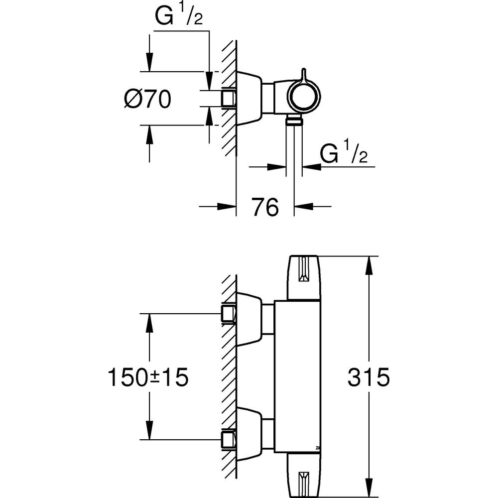 GROHE Brause-Thermostat Grohtherm Special 1/2", Wandmontage, chrom -34667000