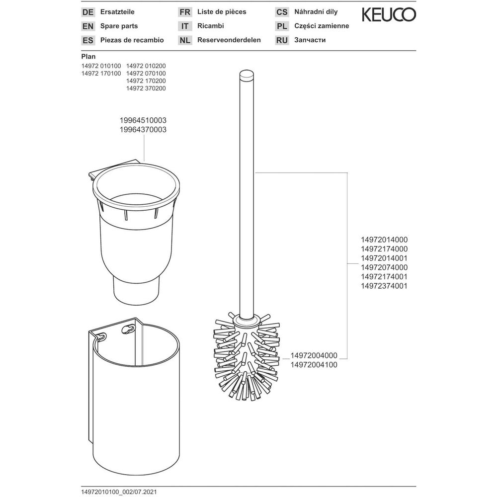 KEUCO Toilettenbürstengarnitur Plan 14972 Wandmodell, Kunststoff-Einsatz schwarz, verchromt