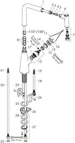 hansgrohe Metris M71 Einhebel-Küchenmischer 320, Ausziehbrause, 2jet chrom, schwenkbarer Auslauf, he-14820000