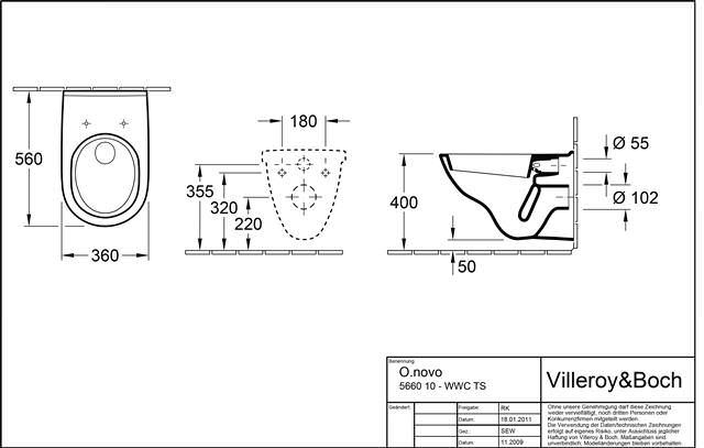 V&B Wand-WC-Combi-Pack O.NOVO weiß, mit WC-Sitz-5660H101