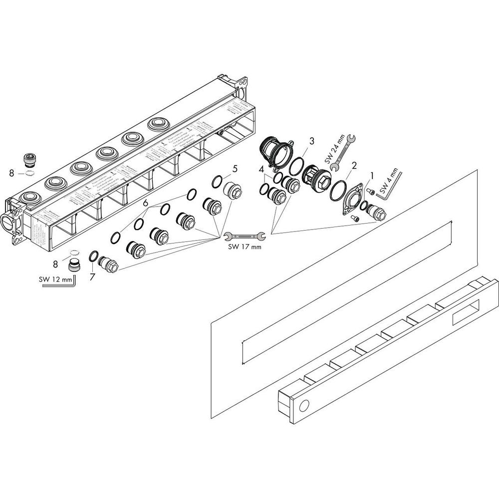 hansgrohe Grundset Axor Select für Thermostatmodul Select, für 4 Verbraucher-18312180