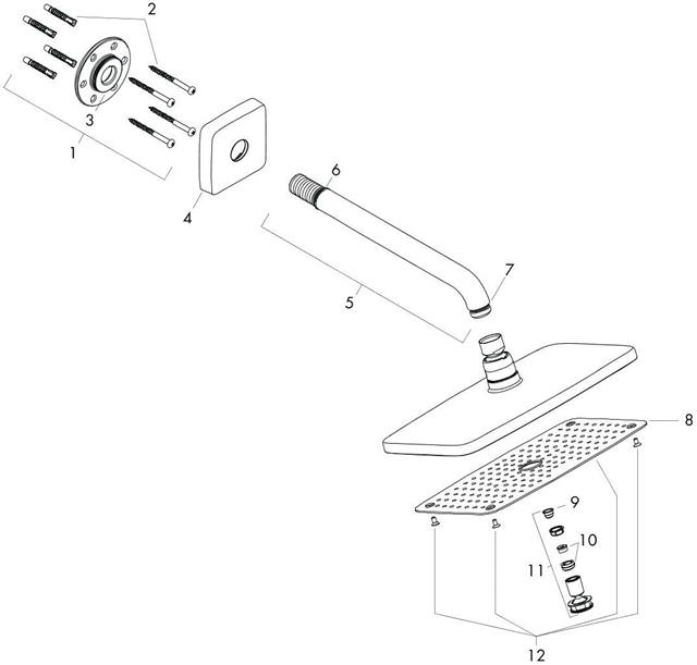 Kopfbrause Raindance E 240 Air 1jet 9 l/min, 1jet, mit Brausearm 240 mm, chrom-27375000