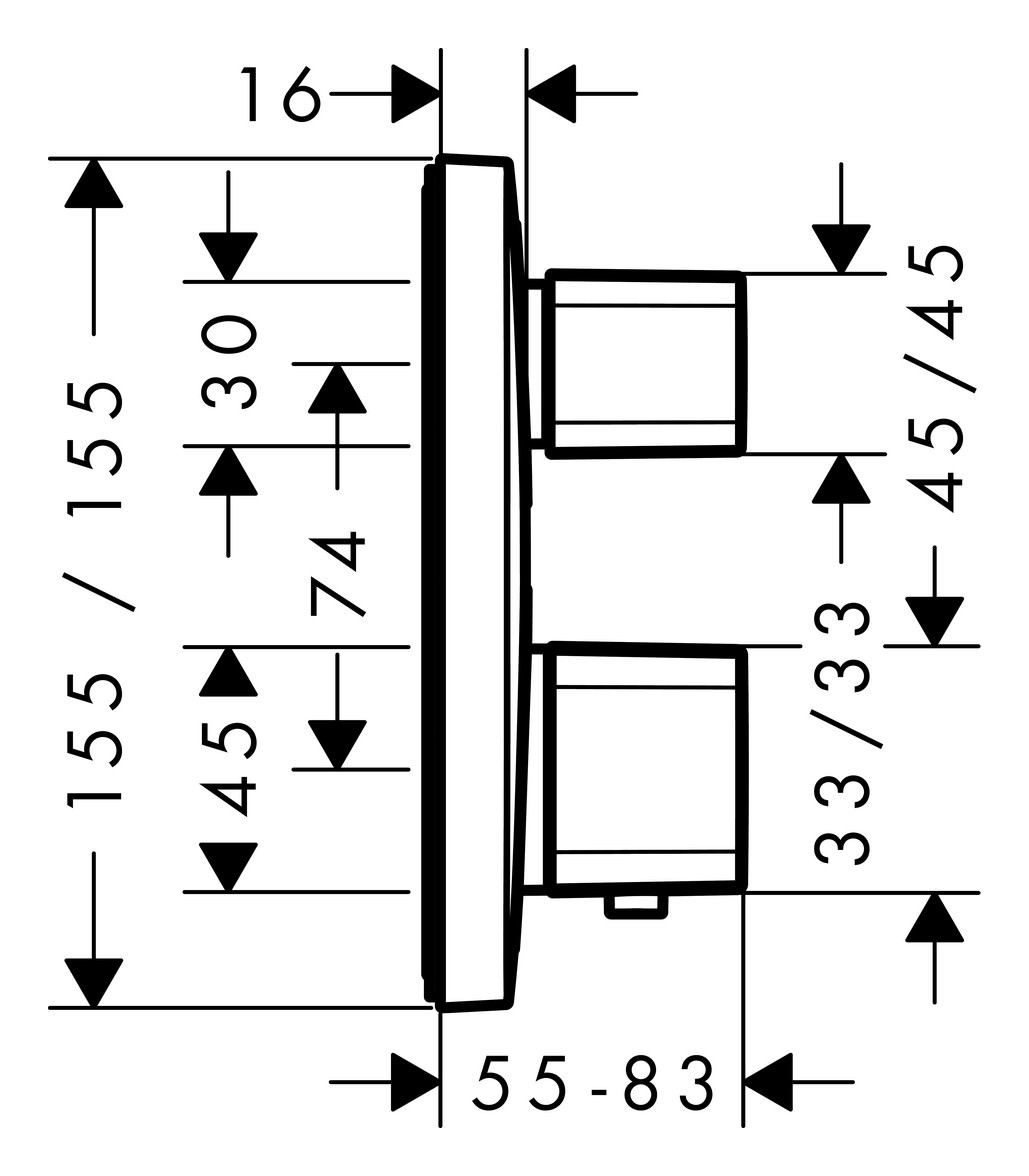 Hansgrohe Thermostat Unterputz Ecostat E, für 2 Verbraucher, chrom-15708000