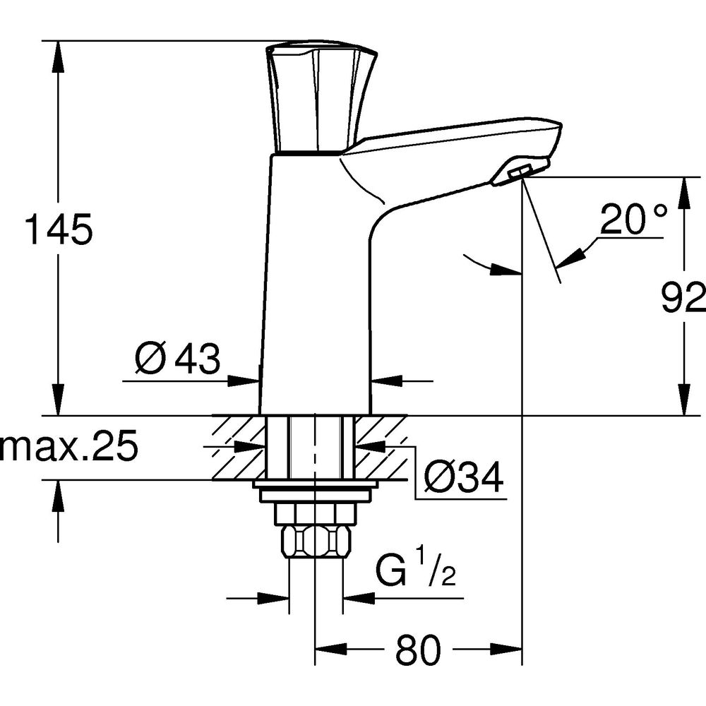 GROHE Standventil Costa, Höhe 145 mm, Markierung blau, chrom-20186001