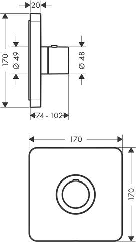 hansgrohe Fertigmontageset ShowerSelect Highflow UP-Thermostat, chrom-36711000