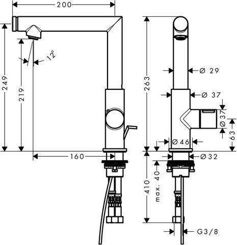 Waschtisch-Einhebelmischer Axor Uno Select 220 mit Zugstangen-Ablaufgarnitur, chrom-45016000