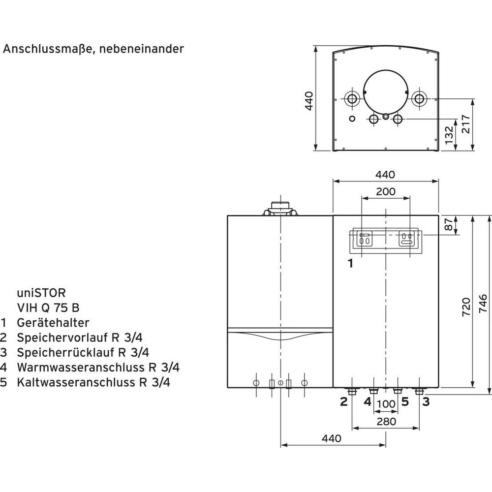 Vaillant Warmwasserspeicher uniSTOR VIH Q 75 B, für Wandheizgerät, weiss