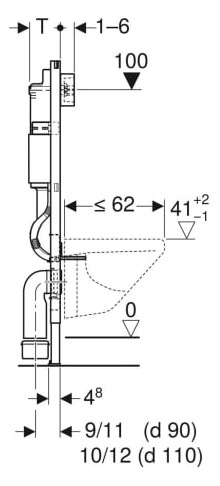 Geberit DuofixBasic Element für Wand-WC, 112 cm, mit Delta UP-Spülkasten 12 cm 458.103.00.1-458103001