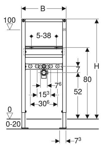 Geberit Duofix Element für Waschtisch, 112 cm, Standarmatur 111.430.00.1-111430001