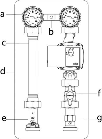 Oventrop Kessel-Anbindesystem Regumat S-180 DN 25, ohne Pumpe, mit Pumpenkugelhahn