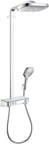 hansgrohe Showerpipe Raindance Select E 300 3jet, mit Ablage, chrom